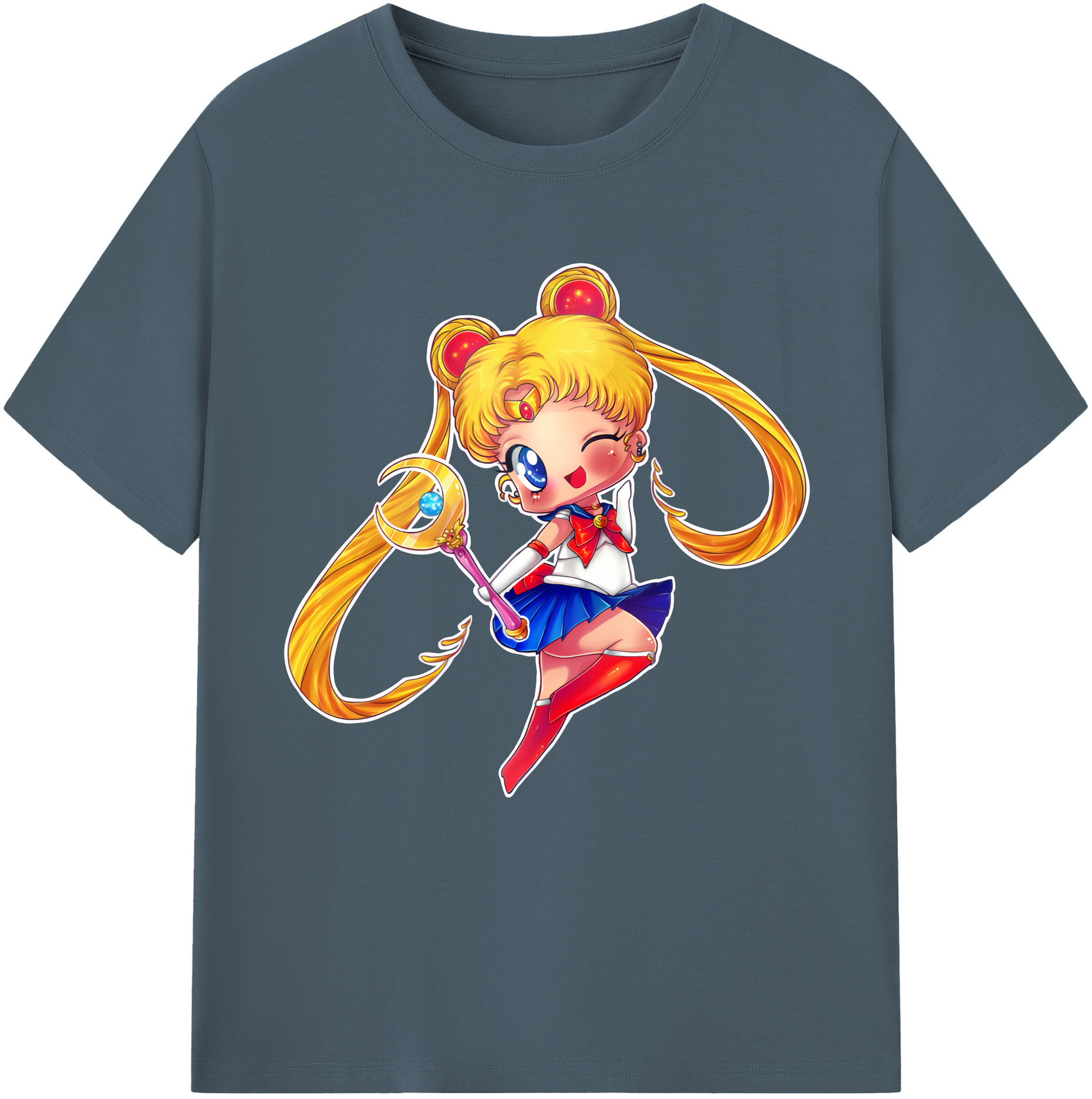 （画像用） 美少女戦士セーラームーン 月野 うさぎ つきの うさぎ Sailor Moon Tsukino Usagi 綿100％半袖Tシャツ（フロントプリント）